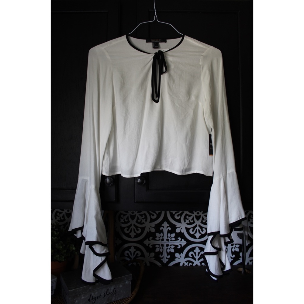 White Ruffle Sleeve Top